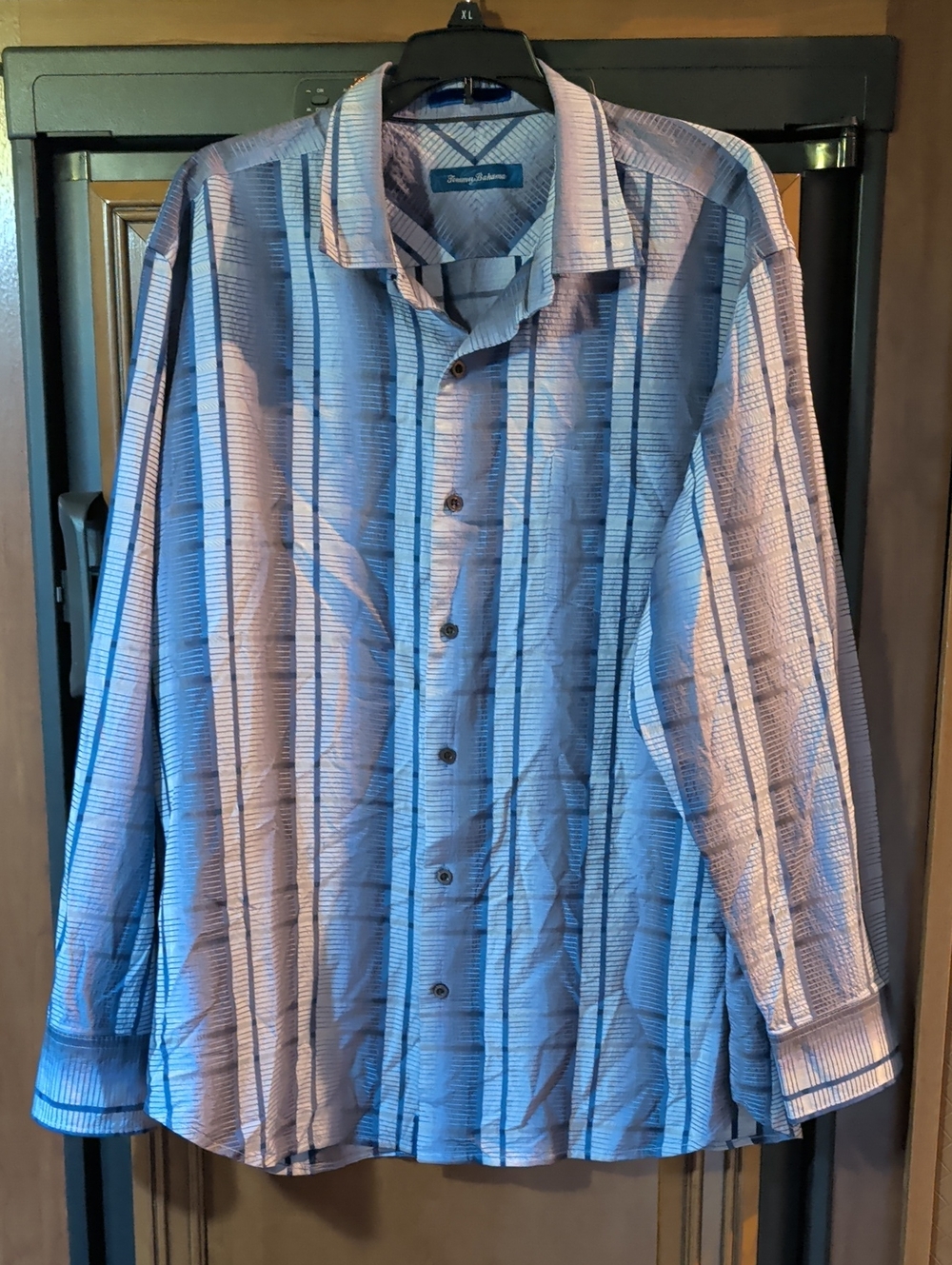 Tommy Bahama Silk Purple Striped Casual Button-Down Shirt